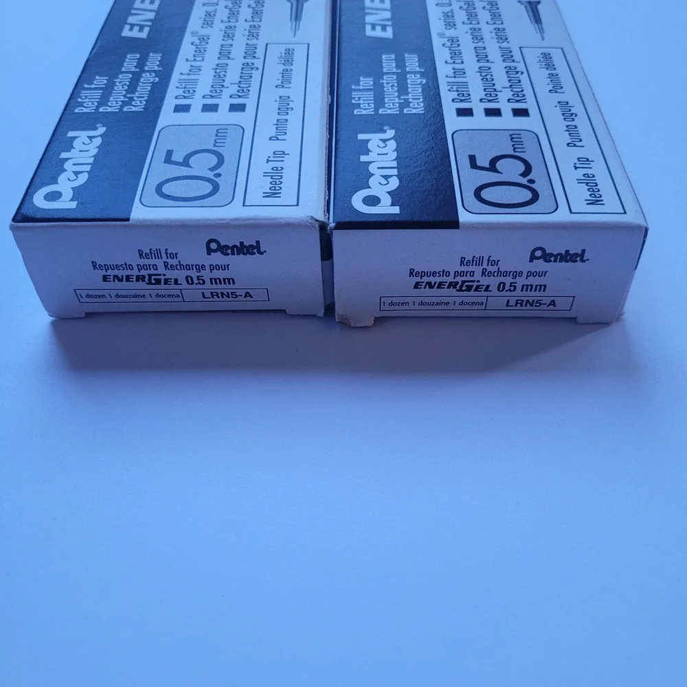 Pentel EnerGel LRN5-A 0.5mm Needle Tip Black‎ Ink Refills 2 Boxes